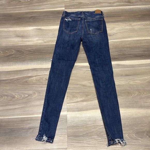 🏴 American Eagle Outfitters Blue super high rise Jeggings size 2 - Picture 9 of 11